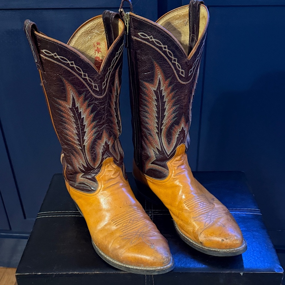 Men's Two-Tone Western Cowboy Boots - Brown and Tan